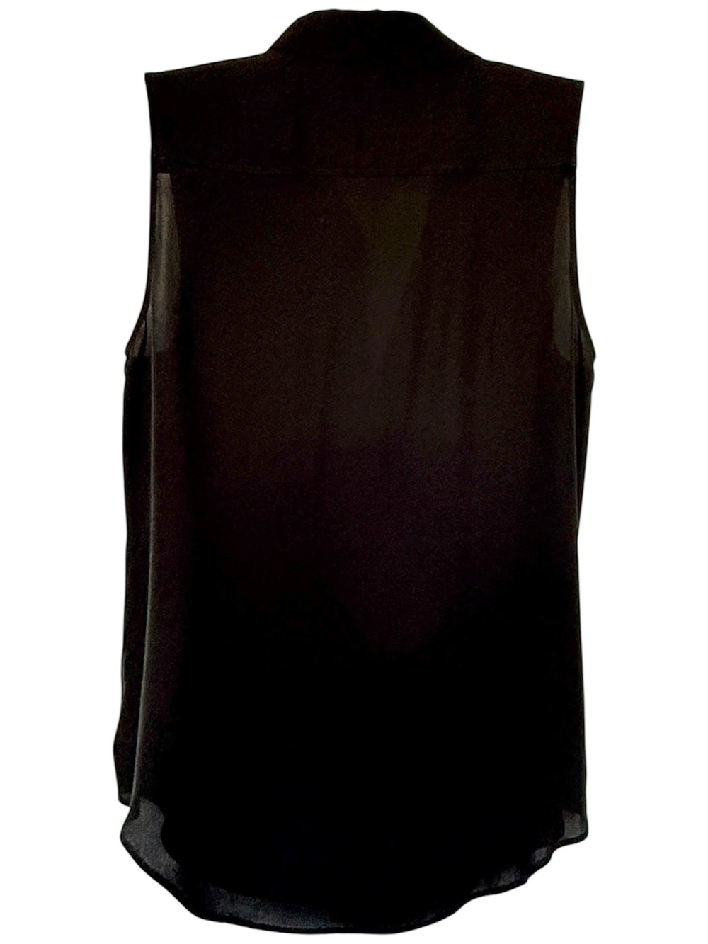 Theory Sleeveless Collared Silk Blouse - Black | Size M - Picture 2 of 5